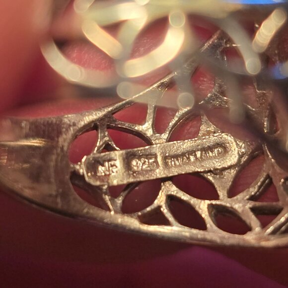 NF Sterling Silver Dome Ring Size 7 Star Cutouts Thailand Latticework 5.09g - Picture 9 of 9